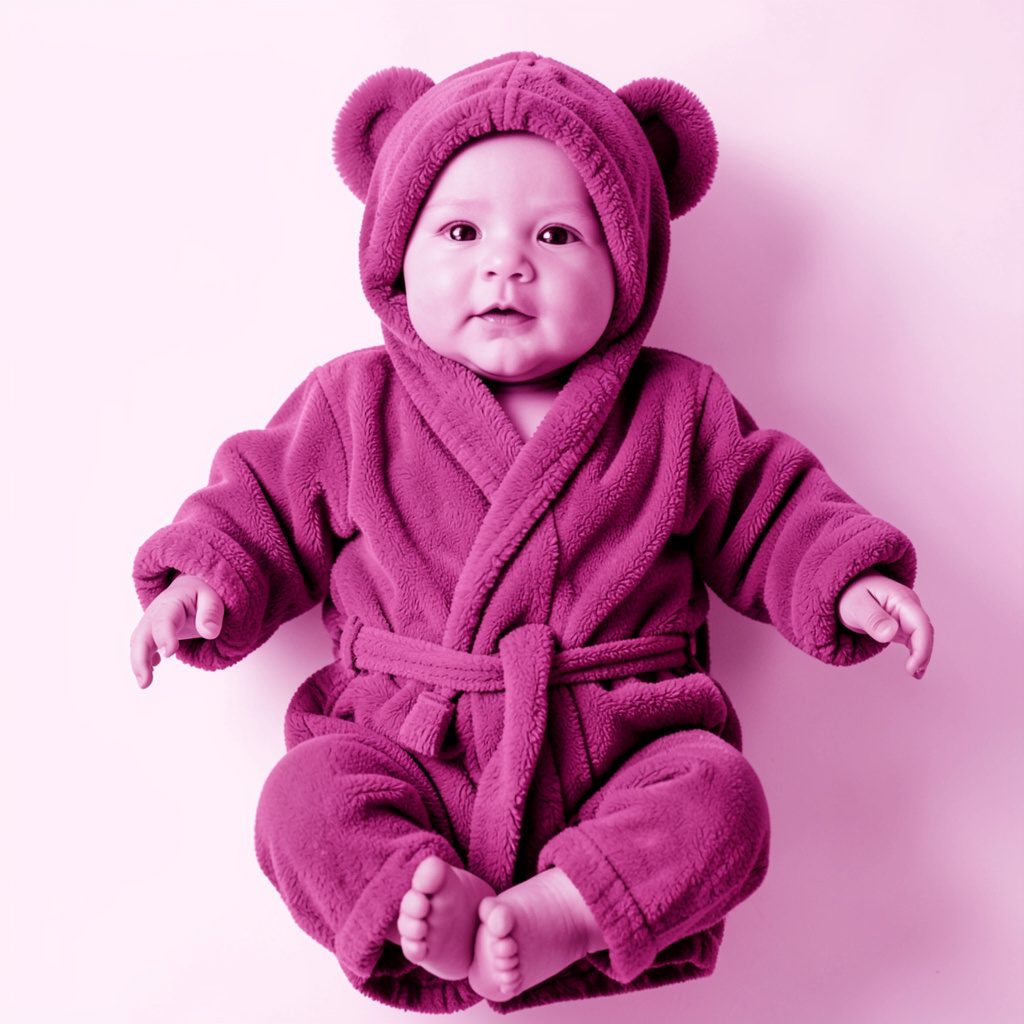 Duotone image of a soft robe laid flat, gentle warm and cool contrast, cozy mood